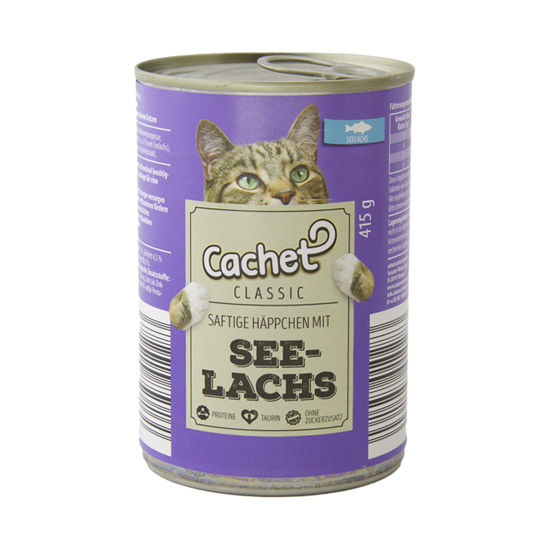 کنسرو غذای گربه کچت با طعم ذغال ماهی آلاسکا Cachet Cat Canned Food With Pollock وزن 415 گرم 