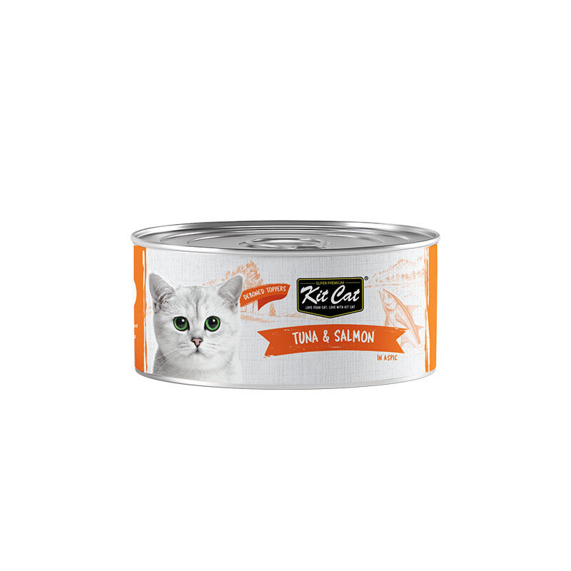کنسرو غذای گربه کیت کت با طعم ماهی تن و سالمون KitCat Tuna & Salmon وزن 80 گرم