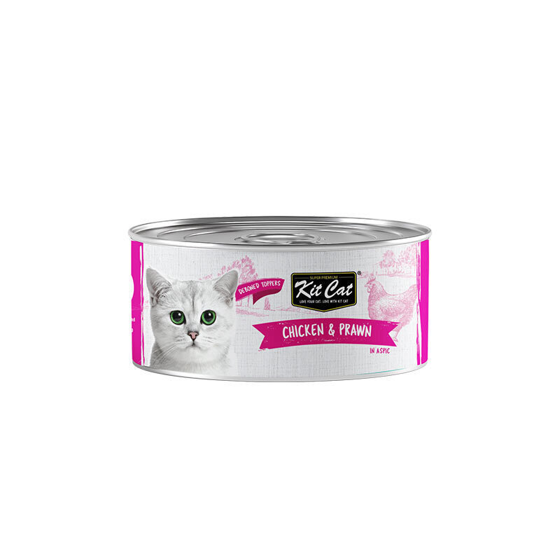 کنسرو غذای گربه کیت کت با طعم مرغ و میگو KitCat Chicken & Prawn وزن 80 گرم