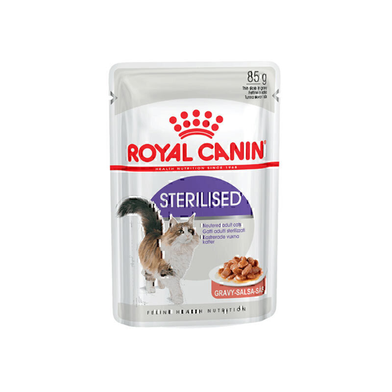 پوچ گربه عقیم شده رویال کنین در سس گوشت Royal Canin Pouch Sterilised in Gravy وزن 85 گرم