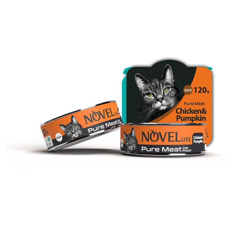 کنسرو گوشت تازه گربه نوول با طعم مرغ و کدوحلوایی Novel Pure Meat With Chicken & Pumpkin وزن 120 گرم
