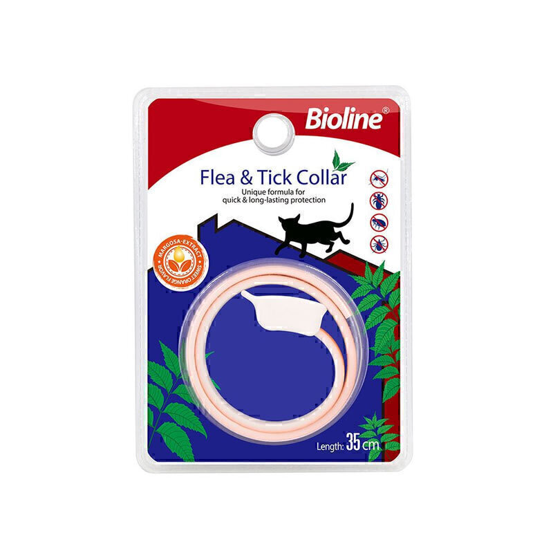 قلاده ضد کک و کنه و حشرات گربه بایولاین با رایحه پرتقال Bioline Flea and Tick Collar For Cat سایز 35 سانتی متر