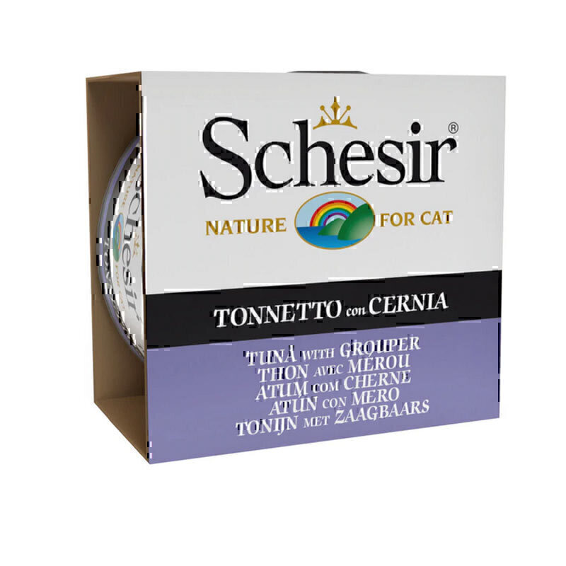 کنسرو غذای گربه شسیر با طعم ماهی تن Schesir Cat Wet Food Tuna With Grouper وزن 85 گرم