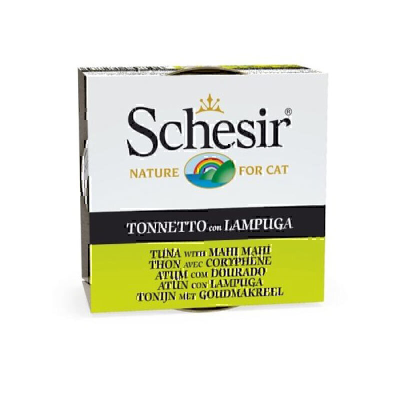 کنسرو غذای گربه شسیر با طعم ماهی تن و ماهی لامپوگا Schesir Cat Wet Food Tuna And Mahi Mahi وزن 85 گرم