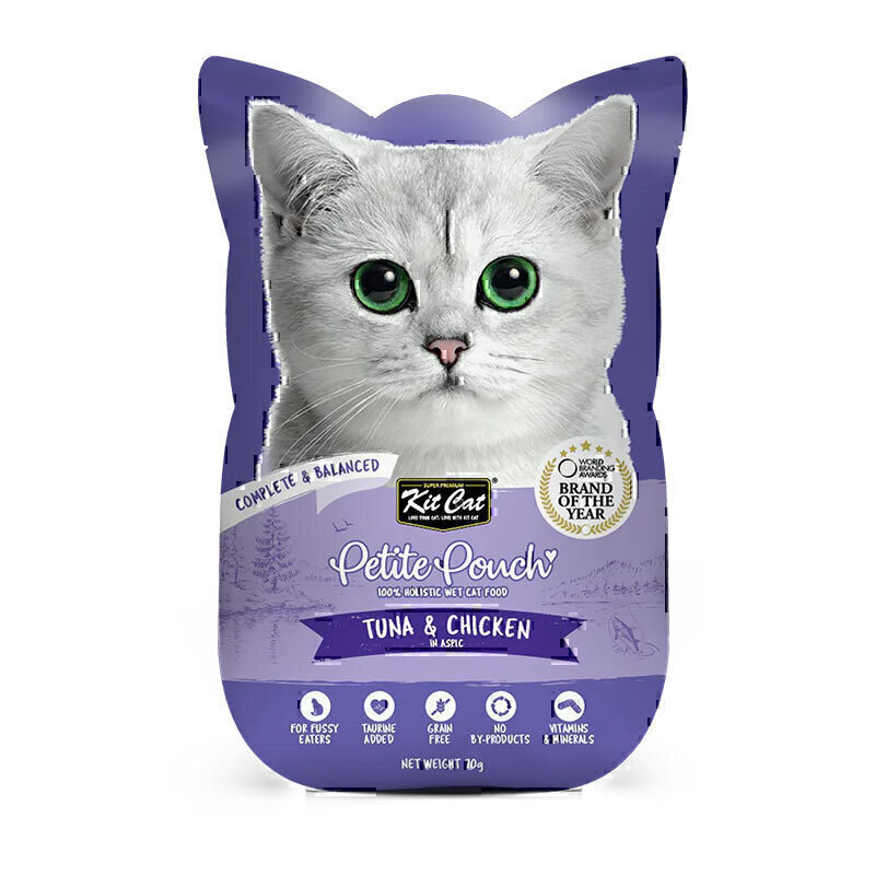 پوچ گربه کیت کت با طعم ماهی تن و مرغ Kit Cat Cat Pouch With Tuna & Chicken وزن 70 گرم