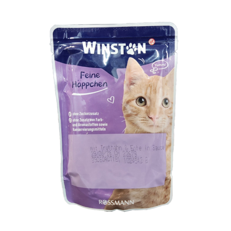 پوچ گربه وینستون با طعم بوقلمون و اردک در سس Winston Turkey & Duck In Sauce وزن 100 گرم