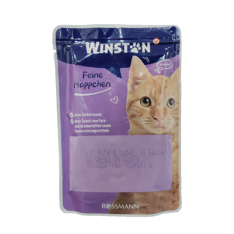 پوچ گربه وینستون با طعم بوقلمون و جگر در سس Winston Turkey & Liver In Sauce وزن 100 گرم