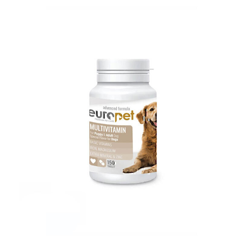 قرص مولتی ویتامین سگ یوروپت Europet Dog Multivitamin Tablet بسته 150 عددی