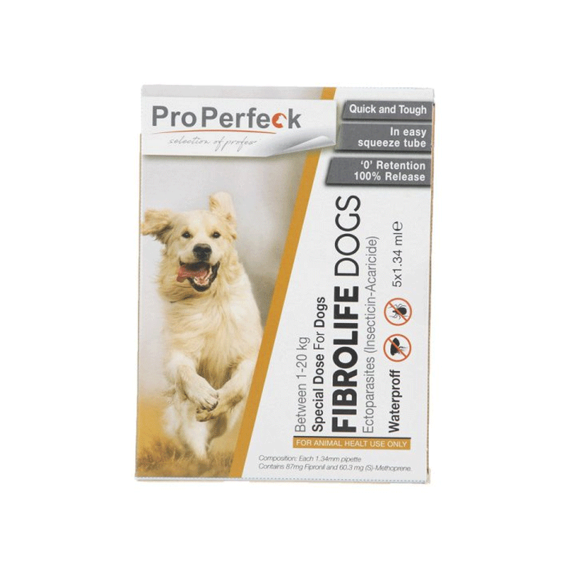 قطره ضد کک و کنه سگ پروپرفک Properfeck Fibrolife Dogs بسته 5 عددی