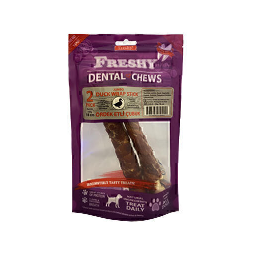تشویقی دنتال سگ با طعم گوشت اردک فرشی Freshy Dental Duck Wrap Sticks Jumbo بسته 2 عددی