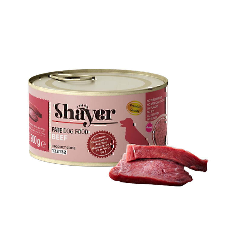 کنسرو پته سگ با طعم گوشت قرمز شایر Shayer Pate With Beef وزن 200 گرم