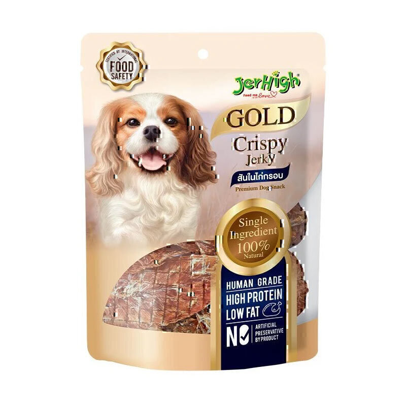 تشویقی سگ جرهای کریسپی با طعم مرغ Jerhigh Gold Crispy Jerky Dog Snack With Chicken وزن 200 گرم