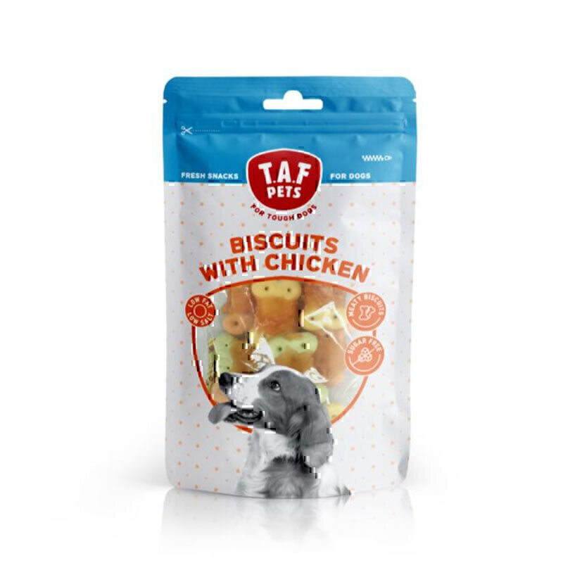 تشویقی بیسکویتی سگ تاف پتز با طعم مرغ T.A.F. Pets Biscuits with Chicken وزن 75 گرم