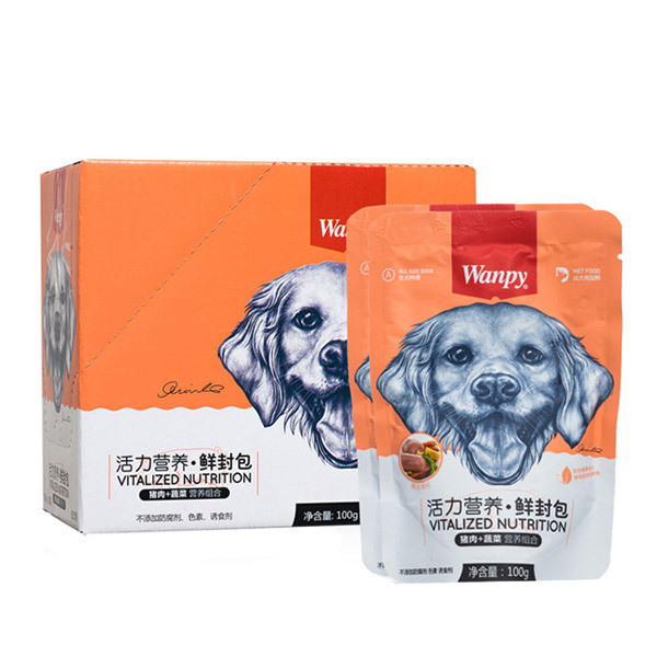 پوچ سگ ونپی با طعم گوشت خوک و سبزیجات Wanpy Pork & Vegetable بسته 10 عددی