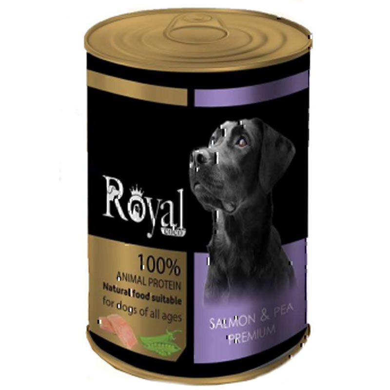 کنسرو پته سگ رویال کوکو با طعم سالمون و نخود سبز وزن 380 گرم